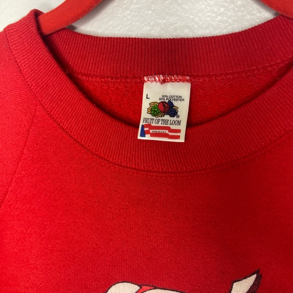 Vintage Santa And His Red Lead Sled Christmas Red Sweater Size Large - Picture 3 of 6